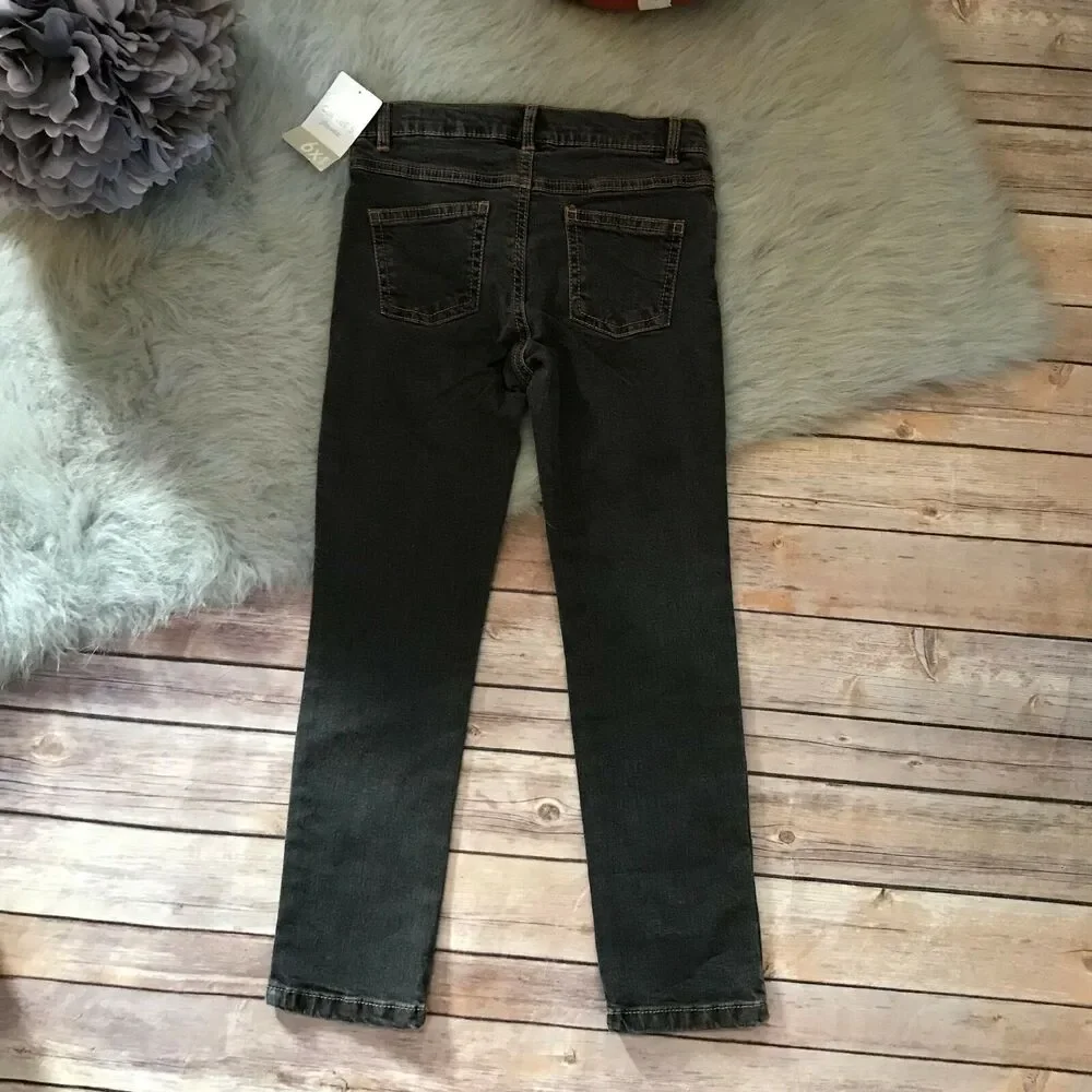 Carter's Girls Jeans Size 6X Black‎ Skinny Denim Stretchy Adjustable Waist NEW